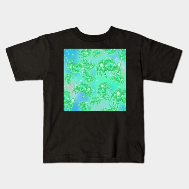 Pale Green Rainbow Space Spider (Bold Jumper) All Over Print Kids T-Shirt by RJKpoyp